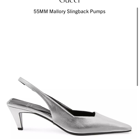 GUCCI Metallic Silver Mallory Slingback NEW. - Picture 2 of 11